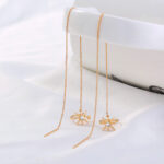 Gold Long Fringed Copper Hexagram Micro-set Zircon Ear Clip Ear Wire - Image 10