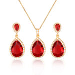 Bright Big Zircon Water Drops Necklace Eardrops Suit Bride Wedding Jewelry Simple Graceful - Image 4