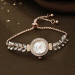 Fashion Green Leaf Fine Band Diamond Round Women's Watch - Image 5