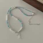 Pearl Crystal Bow Necklace For Women - Image 3
