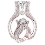 Rose Gold Electroplated Oval Shaped Zircon Engagement Ring - Image 3