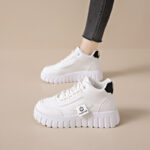 Breathable High-top White Shoes For Women Versatile Chunky-soled Athletic-casual Style - Image 8