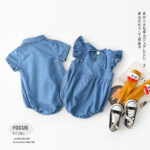 Neonatal baby shirts, collars, sleeves, jeans, hats, baby brothers and sisters wearing triangular crawling clothes - Image 2