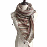 Fashion Men's Cotton And Linen Striped Brown Scarf  Long Shawl Japanese Unisex Style Fashion Scarves - Image 14