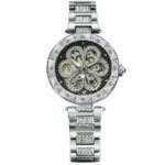 Forsining Mechanical Automatic Ladies Watches Top Brand Luxury Rhinestone Female Wrist Watches Rose Gold Stainless Steel Clock - Image 2