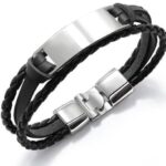 Black Multilayer Leather Bracelet For Men Bangle Jewelry