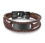 Black Multilayer Leather Bracelet For Men Bangle Jewelry - Image 3