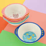 Kids Baby Natural Bamboo Fiber Bowls Cartoon Animal Dishes Baby Feeding Tableware Children Infant Toddler Portable Plates - Image 5
