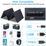 60W Portable Solar Panel Monocrystalline Foldable Solar Panel P65 Waterproof Solar Panel Charger 23.5  High Efficiency QC3 0 PD USB Port DC Output 10 Connectors For Outdoor Camping Cloudy - Image 4