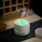 1pc Unique Four Spray Design Steaming Bun Aroma Diffuser 200ml USB Ultrasonic Air Humidifier LED Night Light Essential Oil Diffuser Aromatherapy Diffuser For Home Office - Image 4