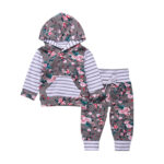 Infant Baby Girl Floral Striped Outift - Image 3