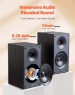 Passive Bookshelf Home Speakers Pair Of Stereo Audio Speakers Cone 65Hz-20KHz - Image 2