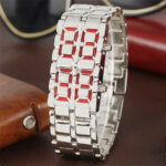 Fashion Black Full Metal Digital Lava Watch Men - Image 2