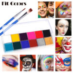 Fit Colors 12 Colors Face Paint Water Soluble Human Body Paints Halloween Masquerade Makeup Palette Brush - Image 2