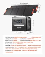 Portable Power Station, 2400W Portable Solar Generator With 2PCS * 200W Foldable Solar Panels, 2160Wh Expandable LiFePO4 Battery Backup With 10 Output Ports For Home Backup Outdoor Camping RV