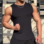 Men's Striped Quick-drying Elastic Running Wait Lifting Equipment Sports Sleeveless Tank Top - Image 3