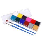 Fit Colors 12 Colors Face Paint Water Soluble Human Body Paints Halloween Masquerade Makeup Palette Brush - Image 4