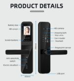 Cat Eye Camera Smart Fingerprint Password Timber Door Lock - Image 3