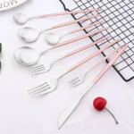 Dinnerware Pink Silver Silverware Cutlery Set Stainless Steel Luxury Flatware Home Fork Spoon Knife Kitchen Dinner Set Drop ship - Image 16