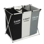 Dirty Clothes Storage Basket Three Grids Organizer Foldable Large Laundry Basket Waterproof Home Laundry Basket - Image 9