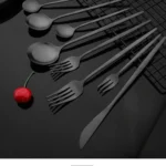 Dinnerware Set Matte Black Knife Fork Dessert Spoon Tableware Cutlery Set Stainless Steel Silverware Flatware Kitchen Dinner Set - Image 20