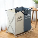Dirty Clothes Storage Basket Three Grids Organizer Foldable Large Laundry Basket Waterproof Home Laundry Basket - Image 3