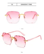 3PCS Square Rimless Sunglasses Women Luxury Brand Designer Summer Red Glasses Fashion Sun glasses For Men UV400 Shades Oculos - Image 24