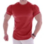 Men Summer T Shirts High Elastic Slim Fit Tshirt Men Quick-drying Curved Hem Mens T-Shirts Solid Color 3XL - Image 6
