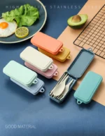 4Pcs Portable Tableware Set Wheat Straw Dinnerware Detachable Cutlery Travel Tableware Picnic Dinnerware Set Camping Cutlery Set - Image 16