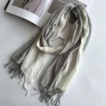 Fashion Men's Cotton And Linen Striped Brown Scarf  Long Shawl Japanese Unisex Style Fashion Scarves - Image 9
