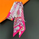 Fashion Women Hair Scarf 2024 New Brand Design Luxury Silk Scarf Fashion Print Headband Skinny Bag Scarves Neckerchief - Image 72