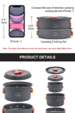 Widesea Camping Outdoor Cookware Set Tableware Cooking Cutlery Utensils Hiking Picnic Travel Equipment Tourist Cooker Fishing - Image 13