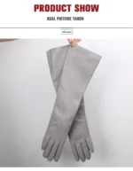 Multiple Colors 50cm Long Leather Gloves, Sheepskin Women's Leather Gloves, Warm Women's Winter Gloves, Simple Women's Gloves-22 - Image 41