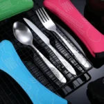 3 Pcs/set Dinnerware Portable Printed Stainless Steel Spoon Fork Steak Knife Set Travel Cutlery Tableware With Bag - Image 13