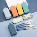 4Pcs Portable Tableware Set Wheat Straw Dinnerware Detachable Cutlery Travel Tableware Picnic Dinnerware Set Camping Cutlery Set - Image 20