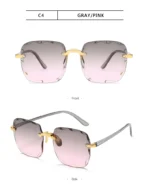 3PCS Square Rimless Sunglasses Women Luxury Brand Designer Summer Red Glasses Fashion Sun glasses For Men UV400 Shades Oculos - Image 22