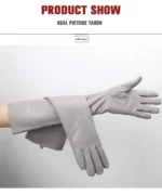 Multiple Colors 50cm Long Leather Gloves, Sheepskin Women's Leather Gloves, Warm Women's Winter Gloves, Simple Women's Gloves-22 - Image 40