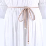 ladies pearl knitted Braided belts for women Twist weaving waist knot rope female cotton string strap