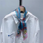 Fashion Women Hair Scarf 2024 New Brand Design Luxury Silk Scarf Fashion Print Headband Skinny Bag Scarves Neckerchief - Image 6
