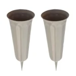 2-Piece 10.2' Stake In Ground Cemetery Grave Fluted Flower Vases Holder