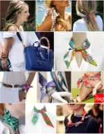 Fashion Women Hair Scarf 2024 New Brand Design Luxury Silk Scarf Fashion Print Headband Skinny Bag Scarves Neckerchief - Image 67