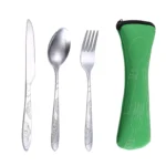 3 Pcs/set Dinnerware Portable Printed Stainless Steel Spoon Fork Steak Knife Set Travel Cutlery Tableware With Bag - Image 17