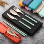 4Pcs Portable Tableware Set Wheat Straw Dinnerware Detachable Cutlery Travel Tableware Picnic Dinnerware Set Camping Cutlery Set - Image 28