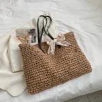 Women Handbag Summer Beach Bag Rattan Woven Handmade Knitted Straw Large Capacity Totes Leather Women Shoulder Bag Bohemia New - Image 12