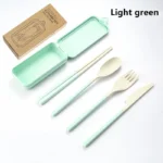 4Pcs Portable Tableware Set Wheat Straw Dinnerware Detachable Cutlery Travel Tableware Picnic Dinnerware Set Camping Cutlery Set - Image 13