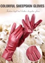 Simple leather gloves women,colored genuine women's leather gloves,women's genuine leather gloves,sheepskin women's gloves -2225 - Image 12