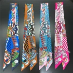 Fashion Women Hair Scarf 2024 New Brand Design Luxury Silk Scarf Fashion Print Headband Skinny Bag Scarves Neckerchief - Image 68