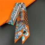 Fashion Women Hair Scarf 2024 New Brand Design Luxury Silk Scarf Fashion Print Headband Skinny Bag Scarves Neckerchief - Image 70