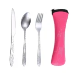 3 Pcs/set Dinnerware Portable Printed Stainless Steel Spoon Fork Steak Knife Set Travel Cutlery Tableware With Bag - Image 18
