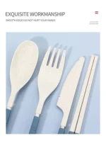 4Pcs Portable Tableware Set Wheat Straw Dinnerware Detachable Cutlery Travel Tableware Picnic Dinnerware Set Camping Cutlery Set - Image 23